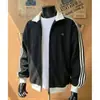 Sudadera Cárdigan con Bloques de Color y Cuello Alto para Hombre, Estilo Primavera, Textura Gruesa, Textura de Raya Vertical, Chaqueta Deportiva Holgada Casual