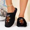 Pantuflas Navideñas Bordadas de Hombre de Jengibre Casual Transfronterizas, Suaves y Amigables con la Piel, Antideslizantes, Algodón para Ambiente del Hogar, Venta al por Mayor