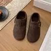 Zapatos Birkenstock de lana gris de alta calidad para mujer, nuevo estilo 2026, versátiles para invierno, zapatos de algodón afelpado para mujer, Birkenstock con zapatos de terciopelo de una sola capa