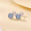 Pendientes de Plata de Ley S925 Yuebao Jewelry de Aguamarina Redondos Geométricos, Pendientes de Nicho Frescos y Modernos Estilo Ins