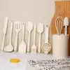 Espátula Pequeña de Silicona para Manchas Utensilios de Cocina Juego de 10 Piezas Espátula de Cocina para el Hogar Niños Juego de Cubo de Almacenamiento para Utensilios de Cocina Pequeños