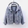 Abrigo corto de mezclilla para mujer, primavera y otoño, estilo coreano, nueva chaqueta con capucha ajustada de manga larga, top versátil para estudiantes