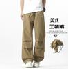 Pantalones Casuales Rectos Estilo Nuevo NASA2025 para Hombre High Street Americanos con Pliegues Pantalones Paracaidistas Capturados Pantalones Casuales para Hombre