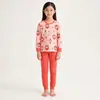 Outono e Inverno Roupas de Algodão com Gola Redonda para Crianças Calças Compridas Meninos e Meninas Estampa de Desenho Animado Roupa de Baixo Suit Pijama