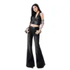 Tecido elástico de bambu transfronteiriço outono 2026 novo jeans feminino de cintura média-baixa, solto, não apertado, micro-flare