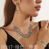Comercio Exterior Transfronterizo Moda Europea y Americana Collar de Doble Capa con Pedrería y Diamantes Completos Collar para Vestido de Cena Pendientes Pulsera Set de Tres Piezas