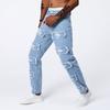 Pantalones vaqueros rotos para hombre, ajustados, ajustados, de verano, finos, azul claro, informales, elásticos, estilo coreano, en stock