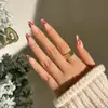 Uñas Portátiles de Navidad Copo de Nieve Amor Brillo Manicura Uñas Postizas Cortas Almendra Mariposa Uñas Largas Europeas y Americanas Venta al por Mayor