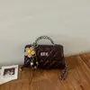 Bolso Pequeño Versátil Nuevo de Verano para Mujer, Versión Coreana Ins Popular Patrón de Diamantes Bolso Cuadrado Pequeño de Mano