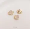 Pingente Coração de Pêssego que Preserva a Cor Ouro 14K Folheado Zircônia Microcravejada Pingente em Formato de Coração Acessórios para Pulseira Brincos DIY Feitos à Mão