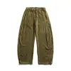 Pantalones de pana anchos a rayas con textura retro estilo japonés Rumeng para hombre, otoño, corte relajado, pierna recta holgada, pantalones casuales