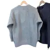 Suéter Masculino Retro Americano Outono/Inverno Solto Respirável Elástico Quente Gola Henley Pulôver Casual Camada Base Malha