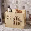 Casa de Gato de Madera Personalizada, Adecuada para Todas las Estaciones, Casa de Gato Cerrada de Madera Maciza con Puerta, Jaula para Gatos, Casa para Perros