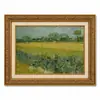 Moldura Dourada Retrô Campo de Pessegueiros em Flor de Van Gogh Céu Estrelado Estilo Pintura a Óleo Sala de Estar Entrada Pintura de Parede Emoldurada Pintura Decorativa Personalizado