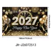 Tela de fondo para Año Nuevo 2027 transfronteriza, decoración de ambiente festivo para fiesta de Nochevieja europea y americana, banner fotográfico de tela colgante