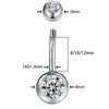 Joyas para Piercing de Ombligo de Aleación de Titanio F136 / Acero Inoxidable Transfronterizas En Stock Anillo para Ombligo de Doble Diamante En Stock Adorno para Ombligo