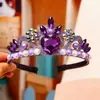Tiara Coroa Infantil Frozen Elsa Diamante Azul Pérola Headband Primavera e Verão Performance Fantasia Adereços de Fotografia