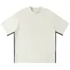 220g Cinta de Color Bloqueado de Doble Cara Suelta Moderna Camiseta de Cuello Redondo de Manga Corta Unisex Camisa Cultural Ropa de Trabajo