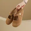 Sandalias Birkenstock de terciopelo sin cordones para persona perezosa, sandalias transpirables de punta cerrada para mujer, zapatillas de media caña para mujer, calzado de exterior, sandalias de suela gruesa con plataforma interior