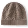 Nuevo gorro de cachemira para otoño e invierno, gorro tejido jacquard de rombos tridimensionales, gorro a prueba de frío y cálido, gorro casual versátil unisex