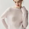 Suéter Jersey de Cachemira de Seda Nuevo Estilo Coreano Otoño e Invierno Color Sólido Cuello Redondo Holgado Estilo Perezoso Top Tejido para Mujer