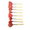 Utensilios de cocina de silicona con mango de madera de acacia de Amazon, 8 piezas, raspador para hornear, sartén antiadherente, colador de sopa, pala de cocina, cuchara, juego