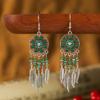 Pendientes de gota de aceite con flores y personalidad de Tianxi, pendientes étnicos de hojas de cristal de moda retro, pendientes elegantes de múltiples capas