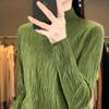 Suéter de Punto Trenzado de Mezcla de Lana 2026 Otoño e Invierno Nuevo para Mujer, Corto, de Cuello Medio