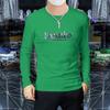Nueva camiseta de manga larga para hombre, cuello redondo, base, letras coloridas, ajuste perfecto, marca de moda para primavera y otoño.