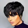 Pelucas Europeas y Americanas para Mujer Transfronterizas, Pelucas Completas de Pelo Corto, Moda Africana Negra de Cabello Sintético Corto Natural