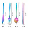 Estilo coreano cuchara Tenedor juego de cuatro piezas juego de cuchara Tenedor de acero inoxidable 304 cuchara de uso doméstico cuchara de mango largo vajilla al por mayor