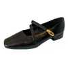 G3760-71 Zapatos Elegantes de Estilo Francés con Faldas, Zapatos de Tacón Grueso Individuales para Mujer, Nuevos Zapatos de Commuter para Mujer Primavera y Verano 2025, Zapatos de Noche