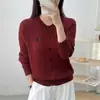 Cárdigan de Punto para Mujer, Estilo Nuevo Primavera y Otoño con Bordado de Caballo, Suéter Abrigo de Manga Larga con Cuello Redondo Retorcido, Top Holgado de Moda