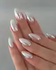 Pegatinas para Uñas Manicura Francesa Blanca con Flor en Relieve y Puntos Rojos Pequeños Estilo Floral Suave Piezas de Uñas Postizas Transfronterizas Hechas a Mano