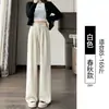 Calça de Veludo Cotelê Moda Marrom Feminina Outono Inverno 2026 Nova Com Pelúcia Cintura Alta Tricô Casual Perna Larga