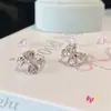 Hebilla de Oreja con Lazo Dulce de Circonita Microincrustada de Circonita Pendientes de Botón Elegantes Versátiles Pendientes de Oreja con Sentido Avanzado
