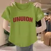 Roupa para Mãe Plus Size Algodão Imitado Design Retrô Camiseta de Manga Curta Verão Estilo Hong Kong Ombro Normal Roupa Feminina Top Chique de Nicho