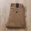Pantalones grises de alta gama para hombre, sarga lavada, otoño e invierno, algodón grueso, microelástico, cintura media-alta, corte recto holgado, pantalones casuales