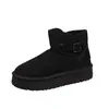 Botas de neve femininas com sola grossa, novo estilo inverno 2026, casuais, que aumentam a altura, botas curtas, forradas com fleece, espessadas para aquecimento, sapatos de algodão estilo nordestino
