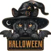 Gato Embaucador de Halloween Letrero Colgante de Madera Estilo Americano Calabaza Gato Negro Decoración Atmósfera Festiva Artesanía