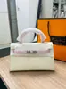 Elegante bolsa Kelly prateada com fivela e estampa de palmeira 2026 nova moda feminina segunda geração 22cm bolsa de mão bolsa de ombro transversal
