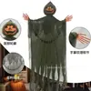 Crânio de Halloween Abóbora Cabelo Brilhante Rosto Sangrento Esqueleto Ceifador Fantasma Pendurado Ativado por Voz Pegadinha de Jardim Terror Thriller Adereços