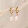 Pendientes de Borla Ovalados Geométricos Versátiles de Perla de Agua Dulce para Mujer Coreana Joyería de Lujo Ligero para Transmisión en Vivo