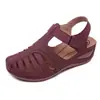 Nuevas sandalias de verano retro 2022 para mujer, sandalias de cuña con línea de coche, adhesivas, punta cerrada
