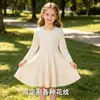 Venta al por mayor de artículos en stock: Vestido de otoño de manga larga para niños TikTok 2026, estilo transfronterizo, cuello redondo, diseño estampado, con bolsillos