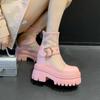 Sandalias de Malla con Plataforma Impermeable y Tacón Ultra Alto de 12 cm para Mujer, Estilo Nuevo Primavera 2026, Punta Redonda, Suela Gruesa, Tacón Grueso, que Aumentan la Altura, Botines