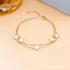 Pulsera de trébol de cuatro hojas buena suerte doble cara Pulsera de cinco flores Oro de 18 quilates No se decolora venta al por mayor de fábrica