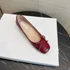 Zapatos Planos de Piel de Oveja para Mujer, Pequeño Tamaño 5 cm de Altura Creciente, con Lazo, Punta Cuadrada, Boca Baja, Elegantes Zapatos de Ballet, Zapatos Planos de Bailarina