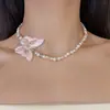 Colar de Corrente para Clavícula Feminino de Verão Novo Super Fada com Borboleta e Franjas de Miçangas, Design de Nicho, Artesanato Pesado, Estilo Doce e Cool