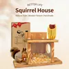 Plataforma Alimentadora de Ardillas de Madera para Exteriores, Caja Alimentadora Estilo Mesa de Picnic para Nueces Cacahuates Mazorcas de Maíz, Alimentador para Ardillas para Colgar en Árbol